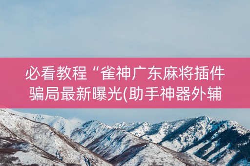 必看教程“雀神广东麻将插件骗局最新曝光(助手神器外辅工具)