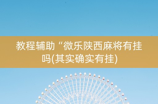 教程辅助“微乐陕西麻将有挂吗(其实确实有挂)