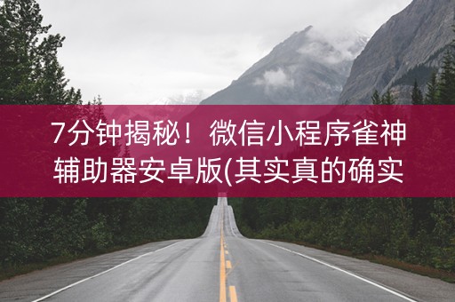 7分钟揭秘！微信小程序雀神辅助器安卓版(其实真的确实有挂)