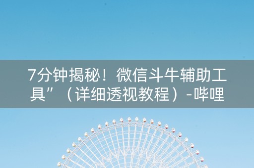 7分钟揭秘！微信斗牛辅助工具”（详细透视教程）-哔哩哔哩