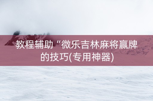 教程辅助“微乐吉林麻将赢牌的技巧(专用神器)