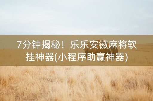 7分钟揭秘！乐乐安徽麻将软挂神器(小程序助赢神器)