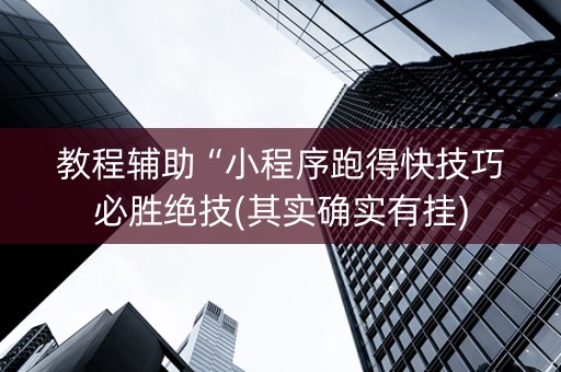 教程辅助“小程序跑得快技巧必胜绝技(其实确实有挂)