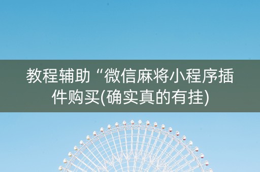 教程辅助“微信麻将小程序插件购买(确实真的有挂)