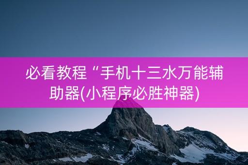必看教程“手机十三水万能辅助器(小程序必胜神器)