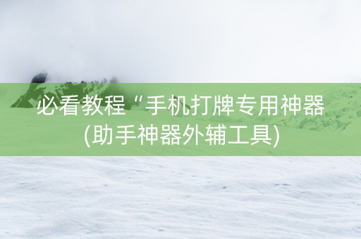 必看教程“手机打牌专用神器(助手神器外辅工具)