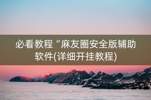 必看教程“麻友圈安全版辅助软件(详细开挂教程)