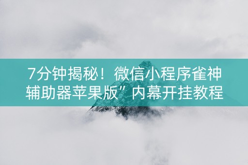 7分钟揭秘！微信小程序雀神辅助器苹果版”内幕开挂教程