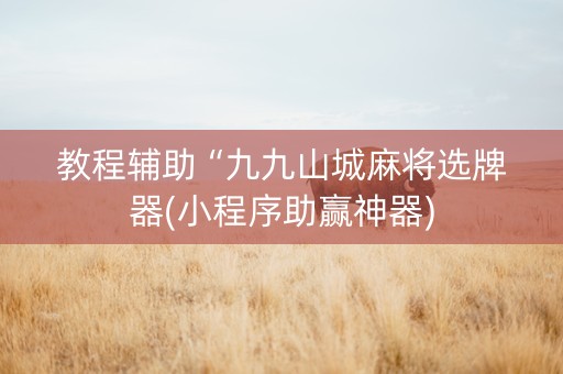 教程辅助“九九山城麻将选牌器(小程序助赢神器)