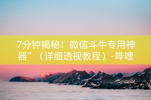 7分钟揭秘！微信斗牛专用神器”（详细透视教程）-哔哩哔哩
