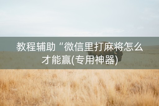 教程辅助“微信里打麻将怎么才能赢(专用神器)