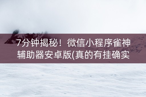 7分钟揭秘！微信小程序雀神辅助器安卓版(真的有挂确实有挂)