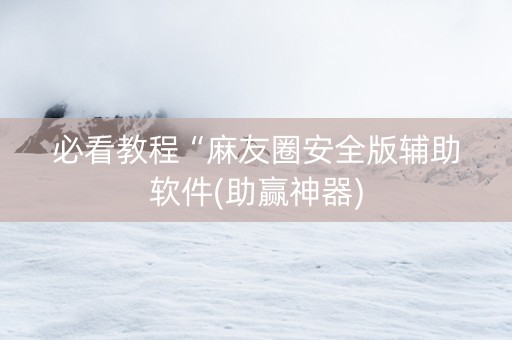 必看教程“麻友圈安全版辅助软件(助赢神器)