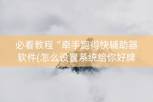必看教程“牵手跑得快辅助器软件(怎么设置系统给你好牌)