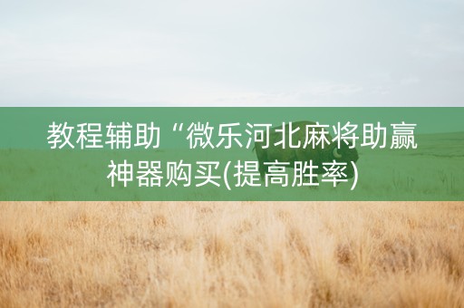 教程辅助“微乐河北麻将助赢神器购买(提高胜率)