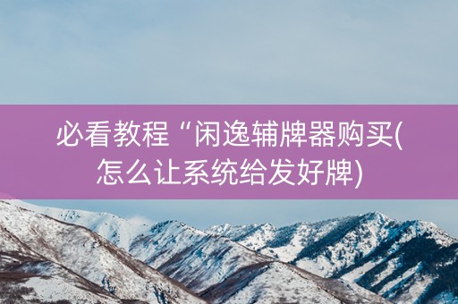 必看教程“闲逸辅牌器购买(怎么让系统给发好牌)