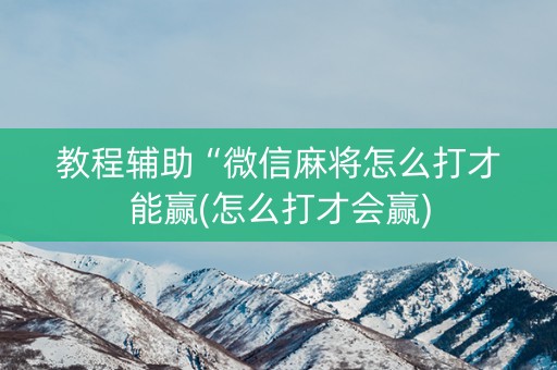 教程辅助“微信麻将怎么打才能赢(怎么打才会赢)