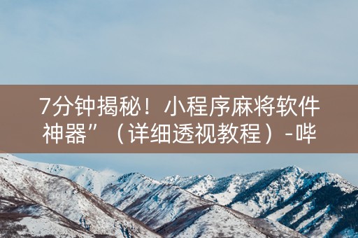 7分钟揭秘！小程序麻将软件神器”（详细透视教程）-哔哩哔哩