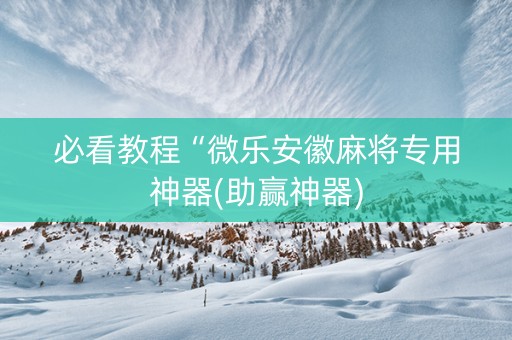 必看教程“微乐安徽麻将专用神器(助赢神器)