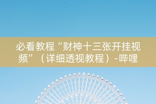 必看教程“财神十三张开挂视频”（详细透视教程）-哔哩哔哩
