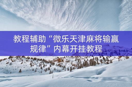 教程辅助“微乐天津麻将输赢规律”内幕开挂教程