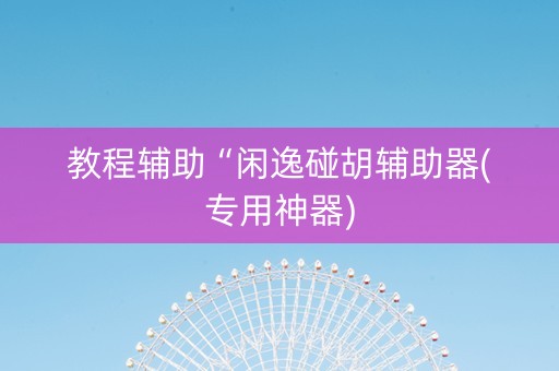 教程辅助“闲逸碰胡辅助器(专用神器)