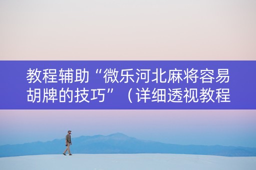 教程辅助“微乐河北麻将容易胡牌的技巧”（详细透视教程）-哔哩哔哩