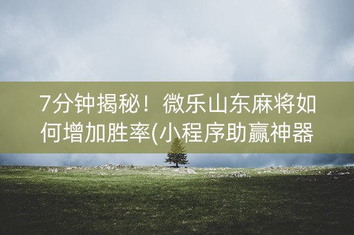 7分钟揭秘！微乐山东麻将如何增加胜率(小程序助赢神器)
