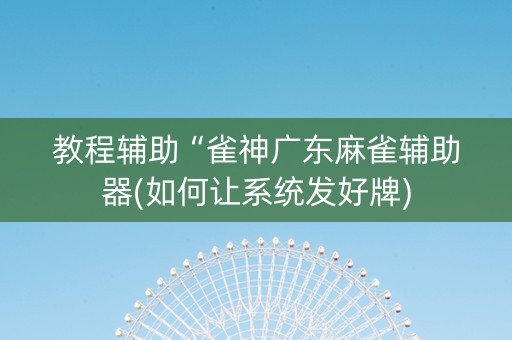 教程辅助“雀神广东麻雀辅助器(如何让系统发好牌)