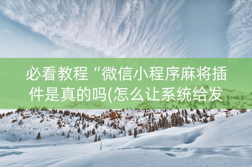 必看教程“微信小程序麻将插件是真的吗(怎么让系统给发好牌)