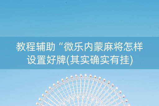 教程辅助“微乐内蒙麻将怎样设置好牌(其实确实有挂)