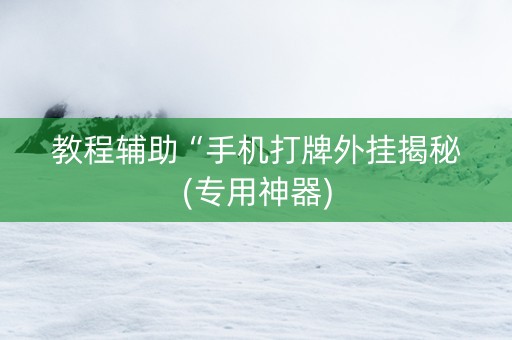 教程辅助“手机打牌外挂揭秘(专用神器)