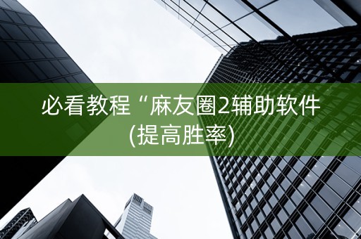 必看教程“麻友圈2辅助软件(提高胜率)