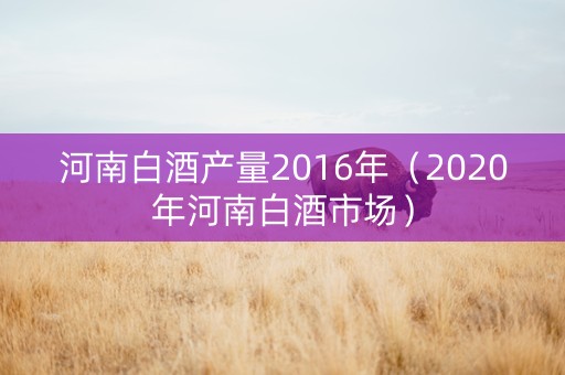 河南白酒产量2016年（2020年河南白酒市场）