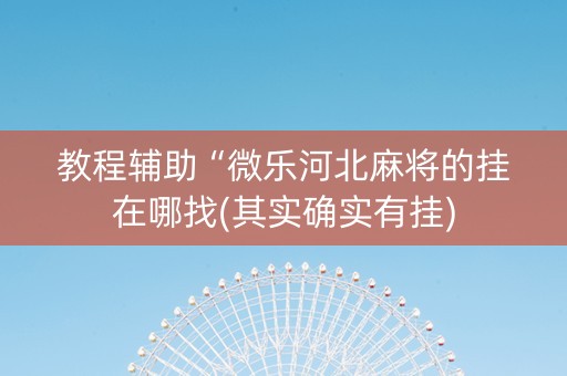 教程辅助“微乐河北麻将的挂在哪找(其实确实有挂)