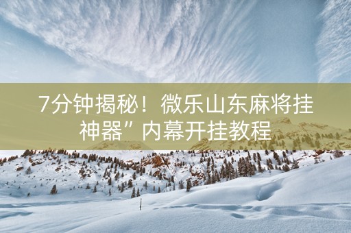 7分钟揭秘！微乐山东麻将挂神器”内幕开挂教程
