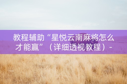 教程辅助“星悦云南麻将怎么才能赢”（详细透视教程）-哔哩哔哩
