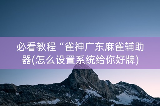 必看教程“雀神广东麻雀辅助器(怎么设置系统给你好牌)