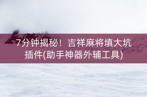 7分钟揭秘！吉祥麻将填大坑插件(助手神器外辅工具)