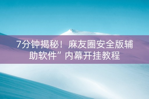 7分钟揭秘！麻友圈安全版辅助软件”内幕开挂教程