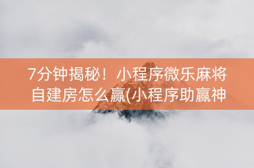 7分钟揭秘！小程序微乐麻将自建房怎么赢(小程序助赢神器)