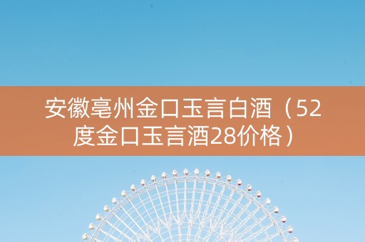 安徽亳州金口玉言白酒（52度金口玉言酒28价格）