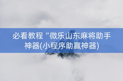 必看教程“微乐山东麻将助手神器(小程序助赢神器)