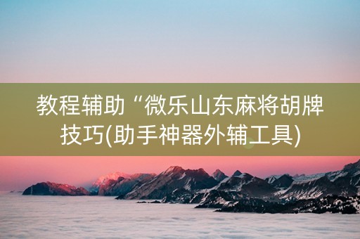 教程辅助“微乐山东麻将胡牌技巧(助手神器外辅工具)