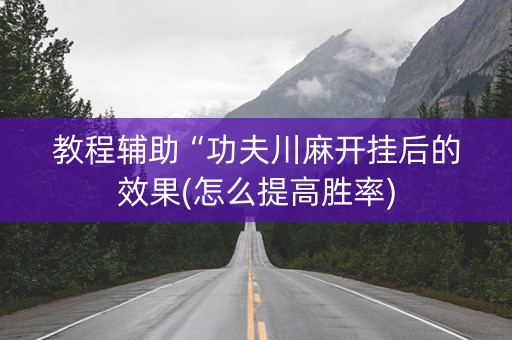 教程辅助“功夫川麻开挂后的效果(怎么提高胜率)