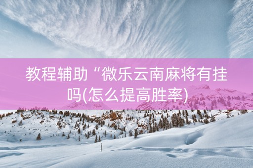 教程辅助“微乐云南麻将有挂吗(怎么提高胜率)