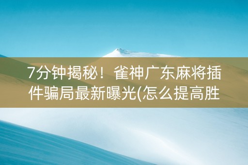 7分钟揭秘！雀神广东麻将插件骗局最新曝光(怎么提高胜率)