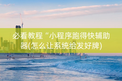 必看教程“小程序跑得快辅助器(怎么让系统给发好牌)