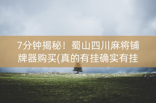 7分钟揭秘！蜀山四川麻将铺牌器购买(真的有挂确实有挂)