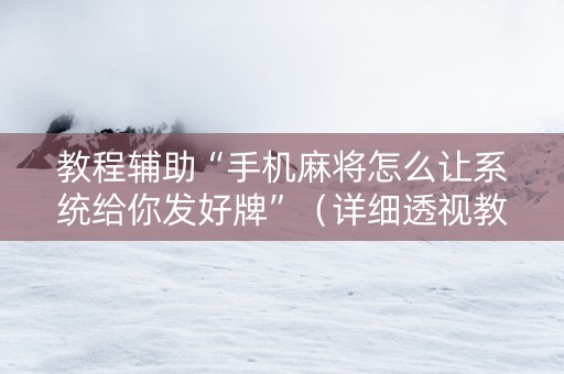 教程辅助“手机麻将怎么让系统给你发好牌”（详细透视教程）-哔哩哔哩